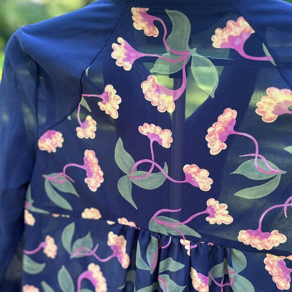 NWOT Anthropologie Maeve Floral High-Low Sheer Pintuck Tunic 4 - Picture 12 of 16